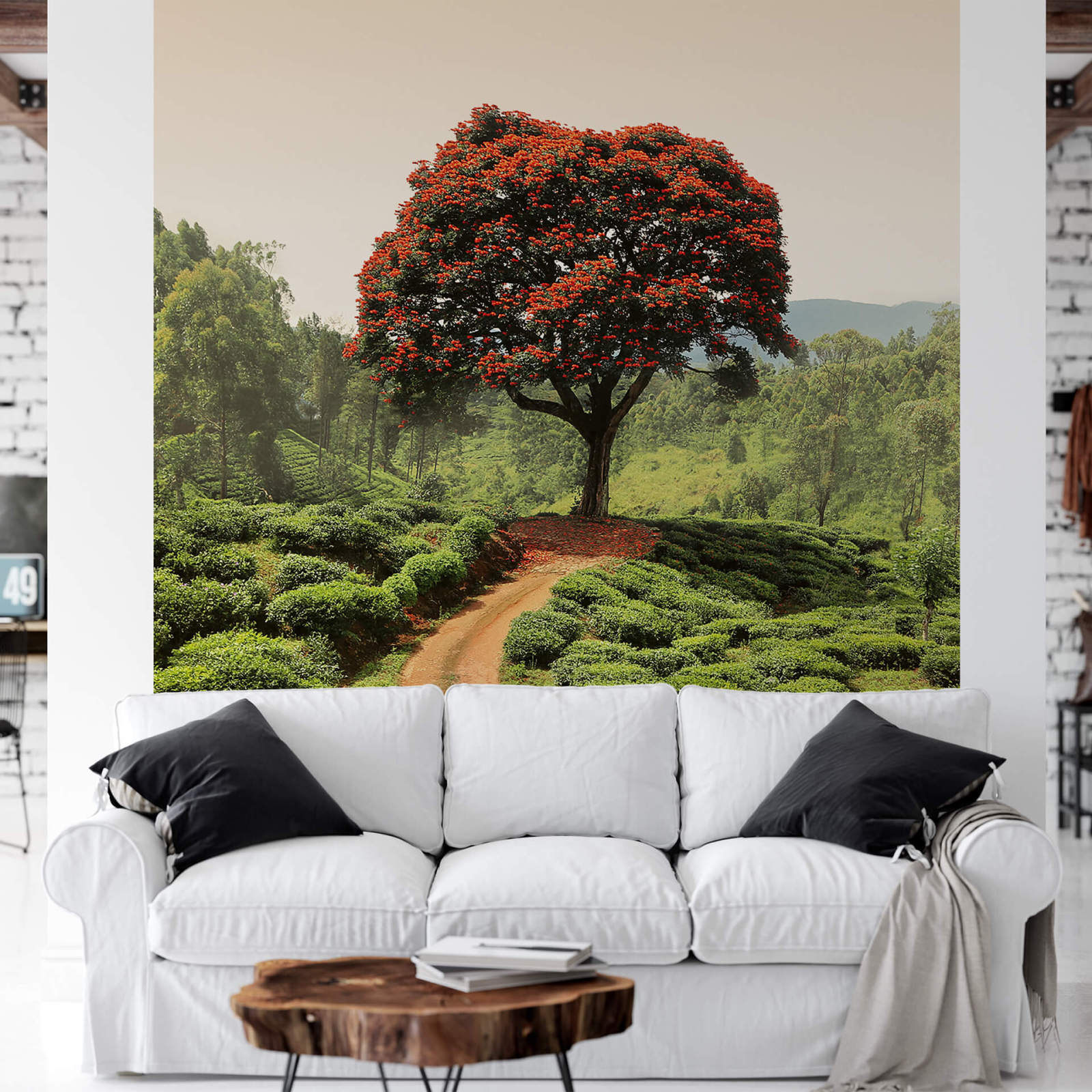 Fototapete DESIGNWALLS 2.0 - grün-rot - Baum - 2,6 Meter