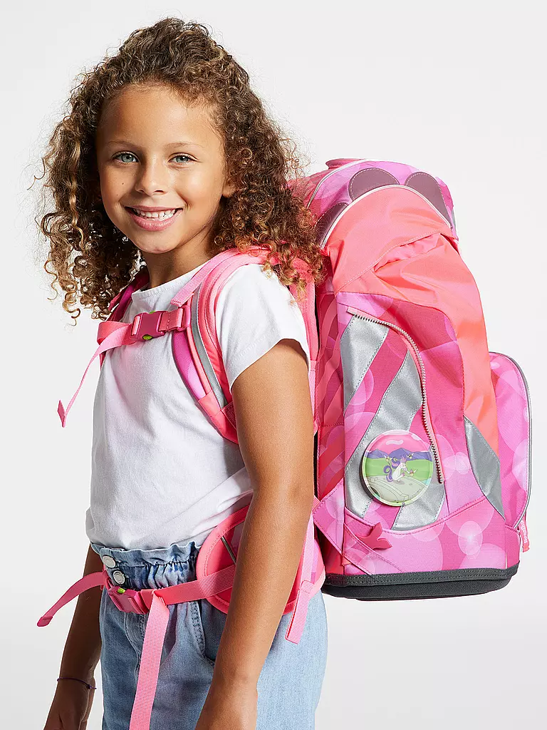 ERGOBAG Schulrucksack Set 6tlg Pack - KuntBärbuntes Einhorn Neo Edition pink