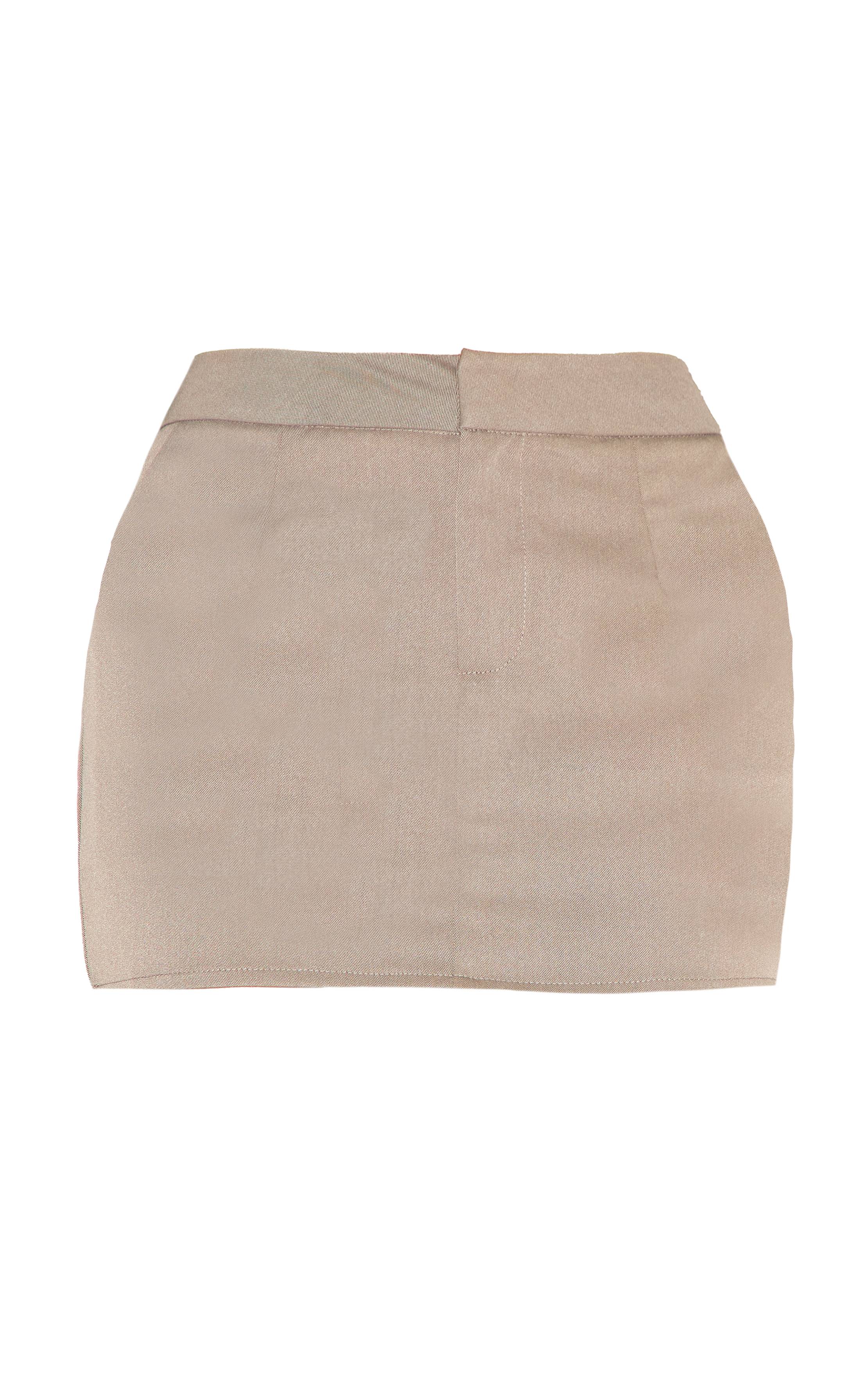Gris Ensemble Jupe Mini Ajustée En Tissu Tissé