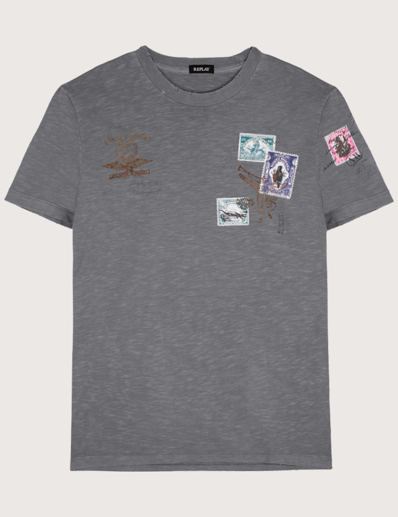 REPLAY T-SHIRT HOMME REGULAR TITANE