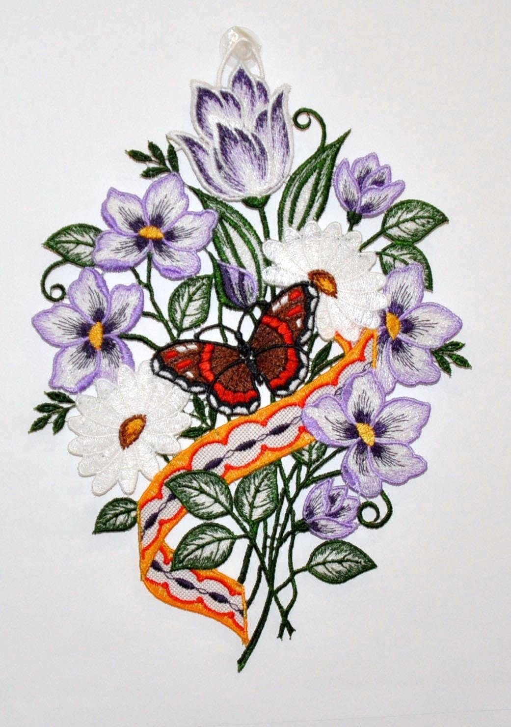Stickereien Plauen Fensterbild »Blumenband Fensterbild« Fensterbild 