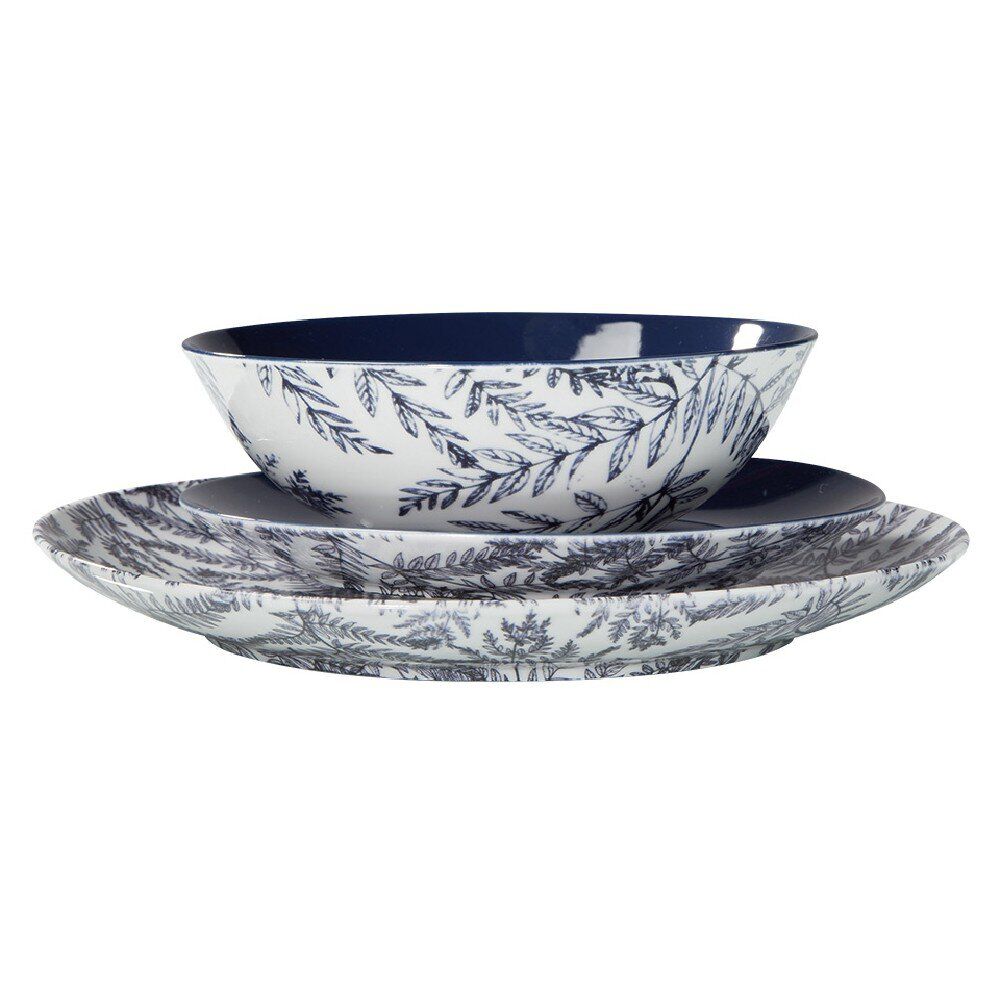 Assiette creuse en porcelaine décor feuillage
