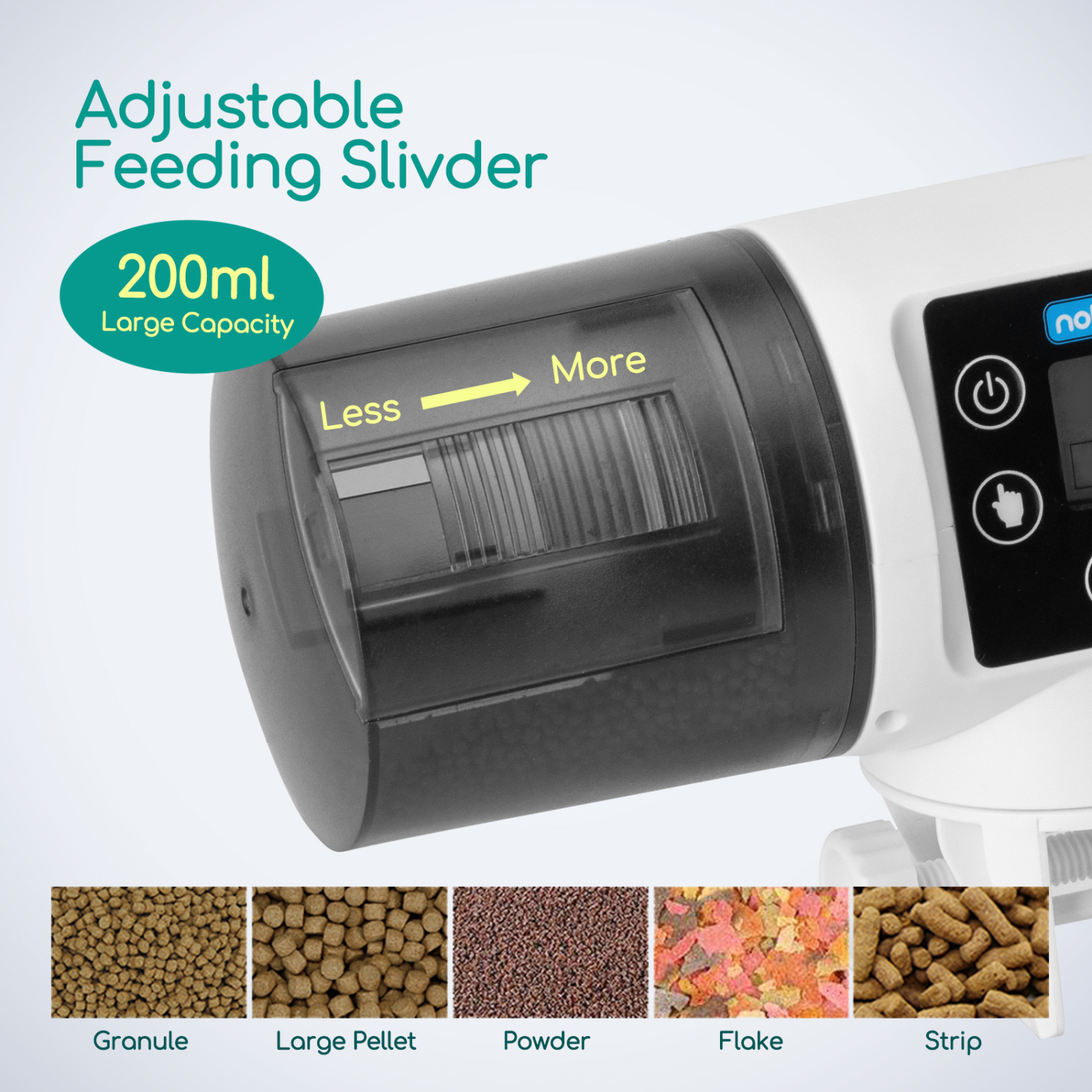 Nobleza - Alimentador automático para aquário com temporizador, dispensador de ração para aquário com tela LCD para feriados e fins de semana.