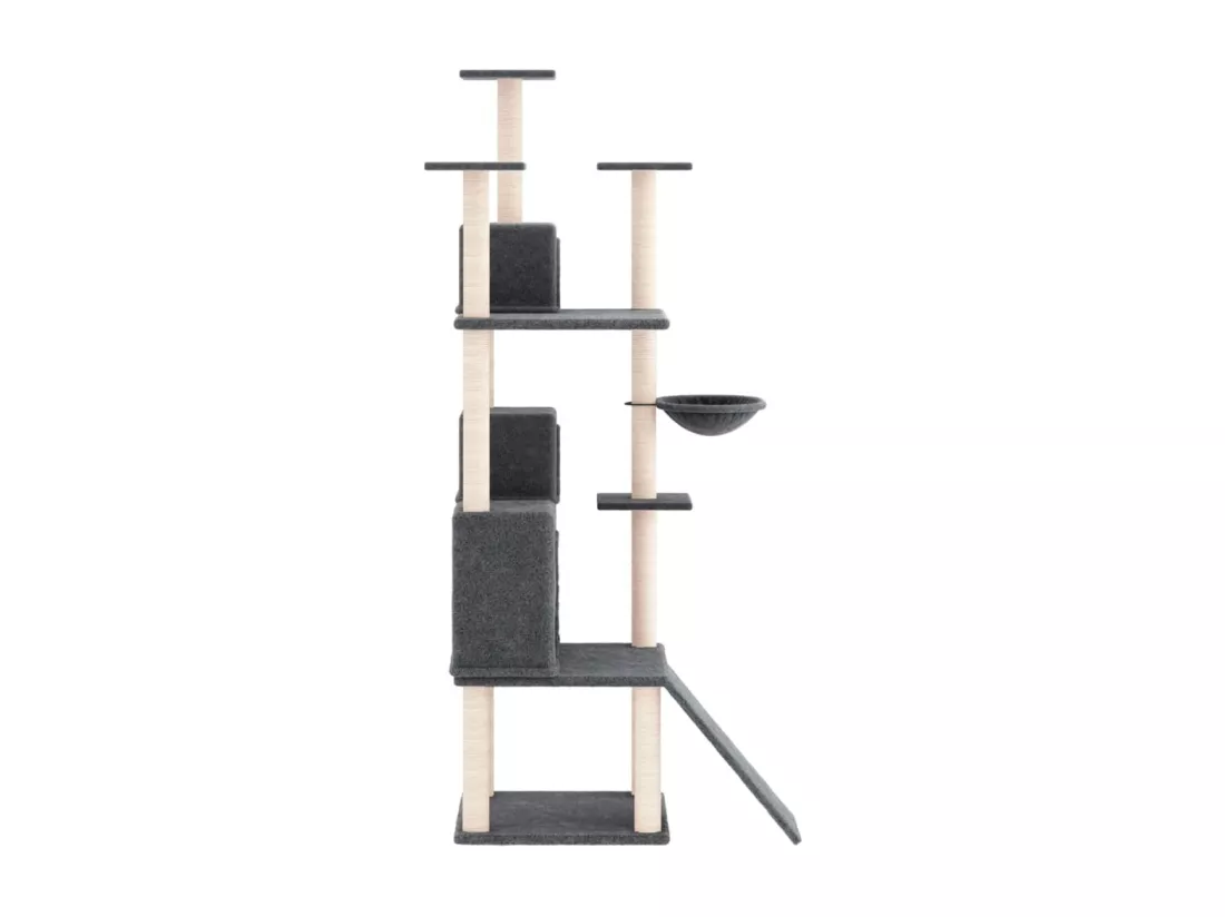 Arbre à chat avec griffoirs en sisal Gris foncé 175 cm