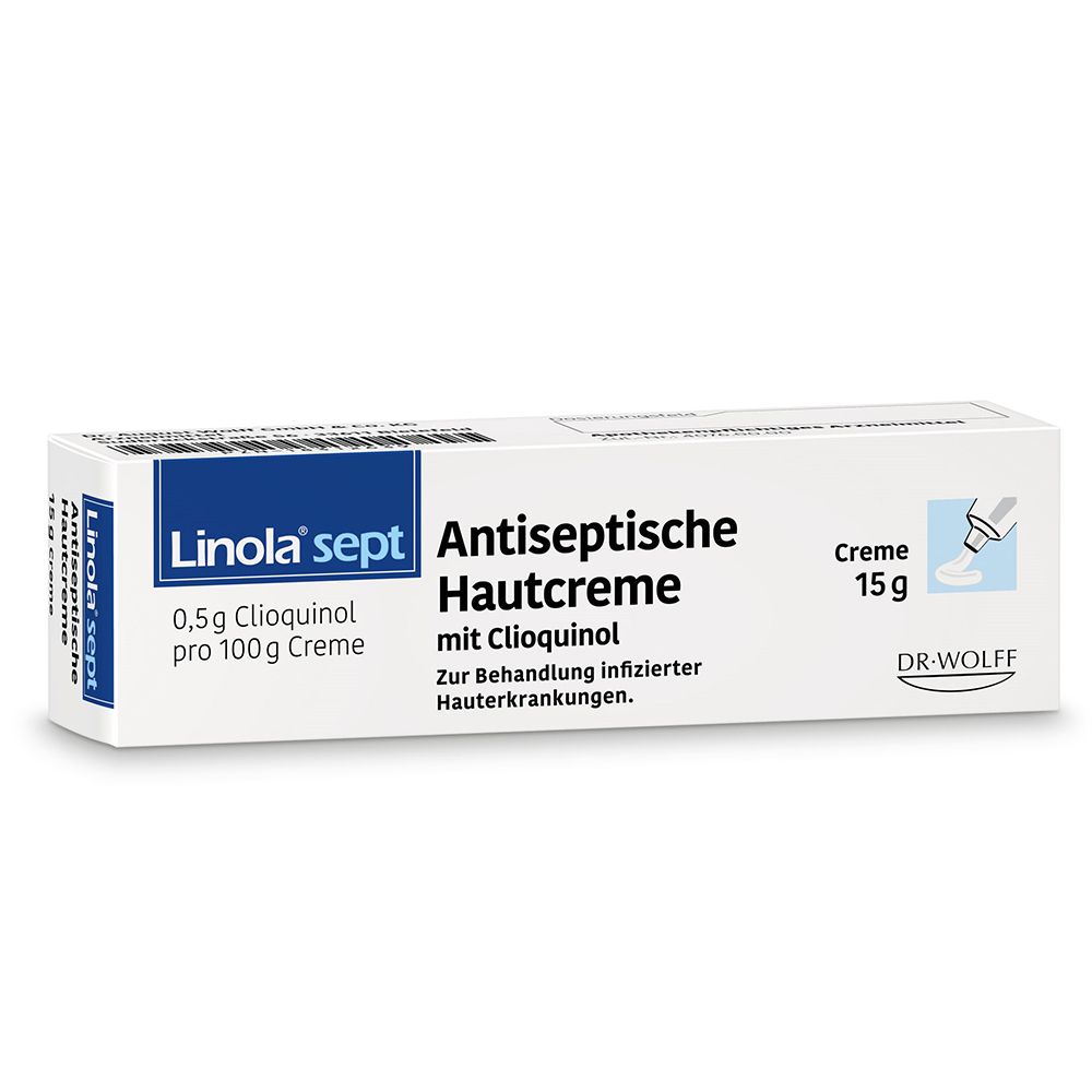 Linola® sept Antiseptische Hautcreme mit Clioquinol – Wundcreme bei abgeschürfter, entzündeter oder eitriger Haut