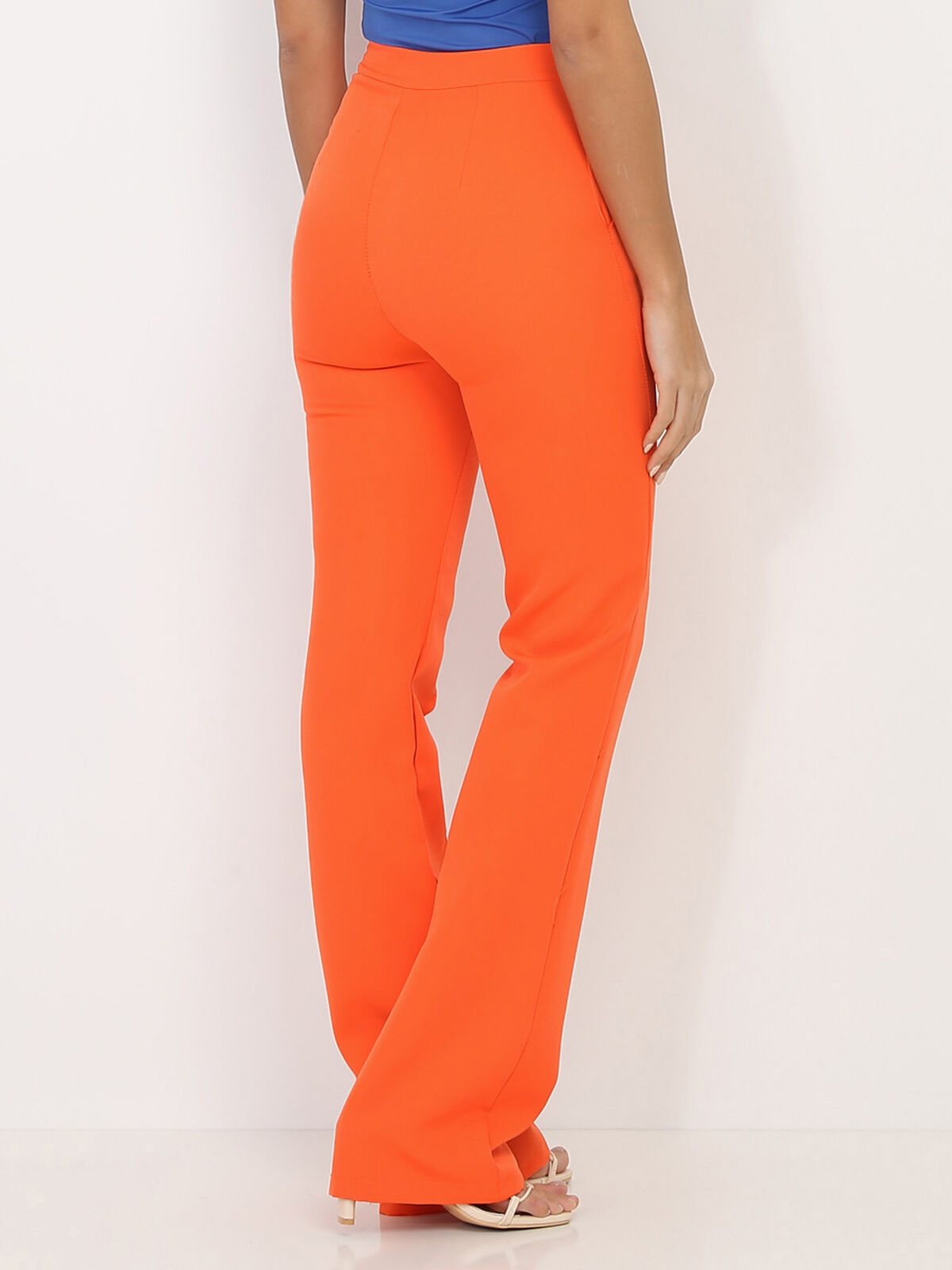 Pantalon flare à taille haute- orange