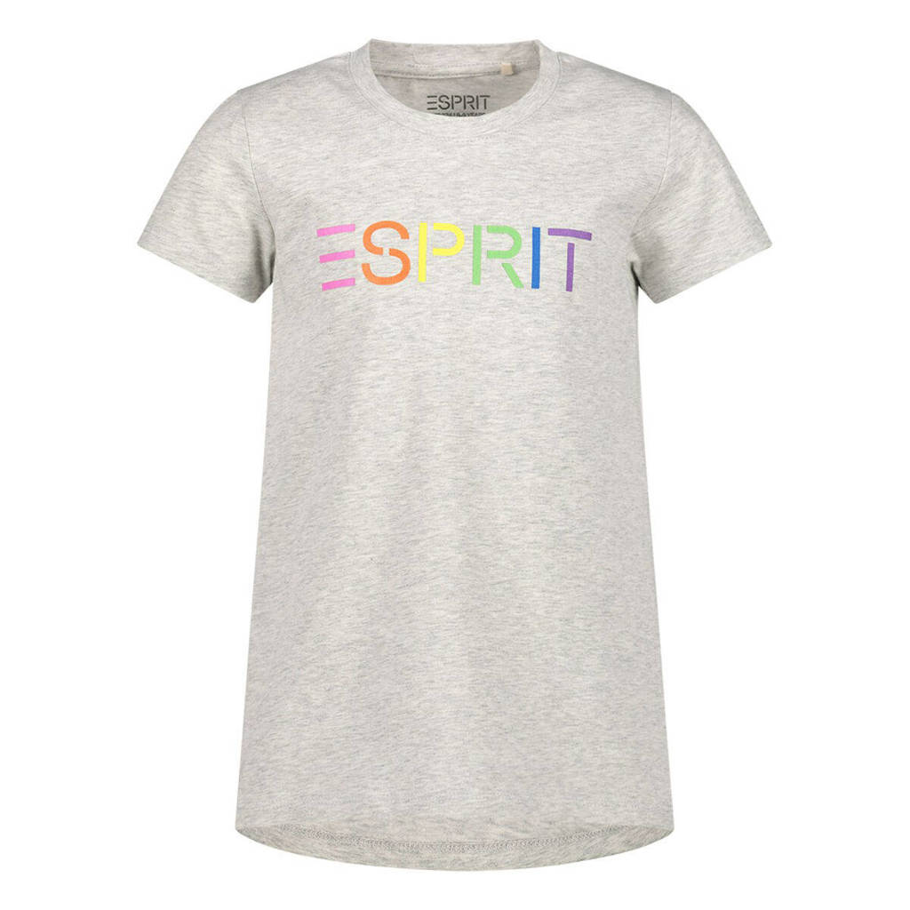 ESPRIT T-shirt met logo lichtgrijs melange