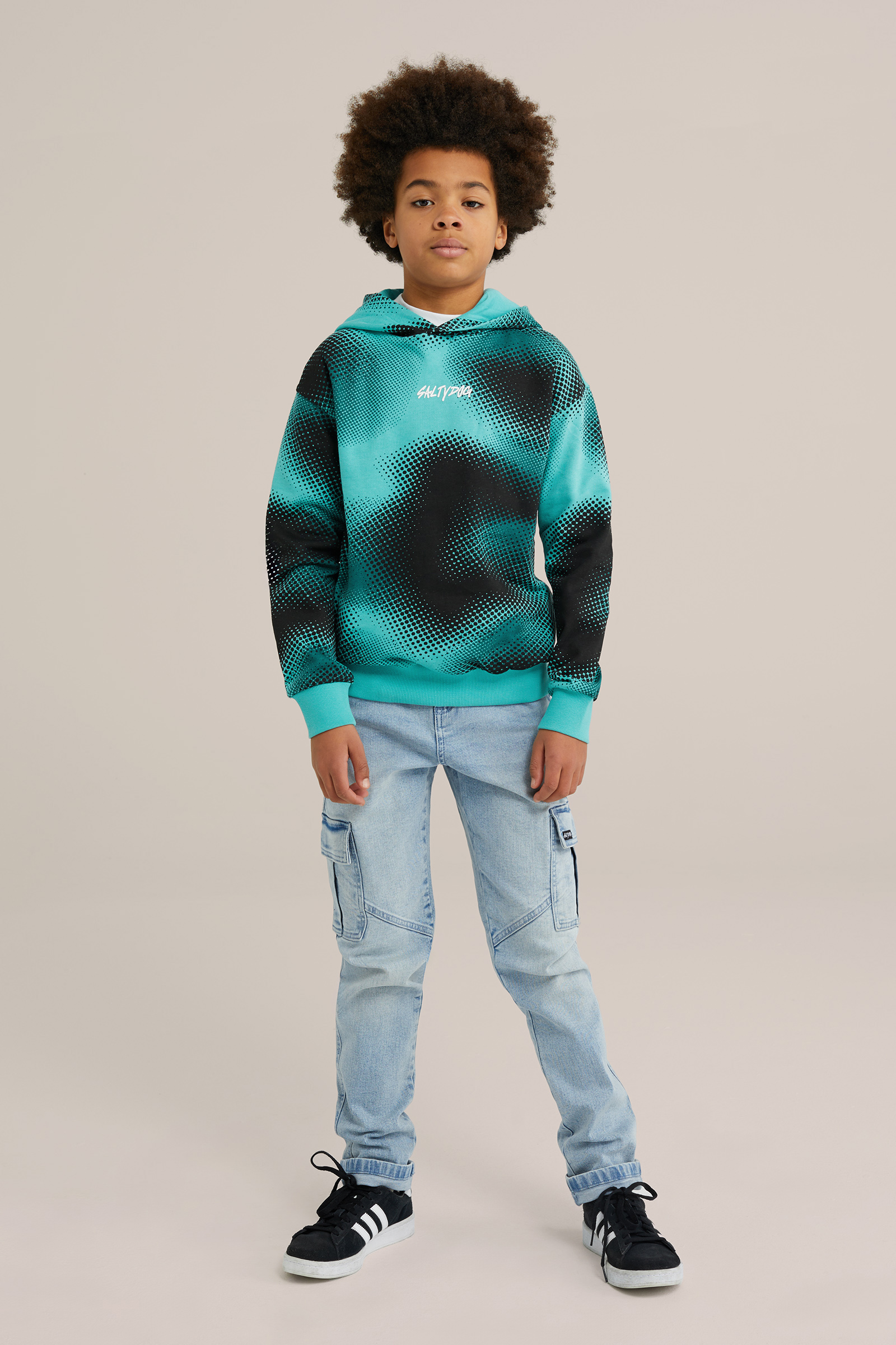 Jongens hoodie met dessin Salty Dog Groenblauw