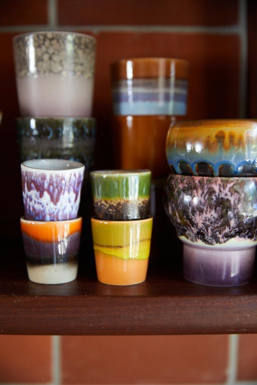 HKliving 70's Ceramic eierdopje set van 4 island