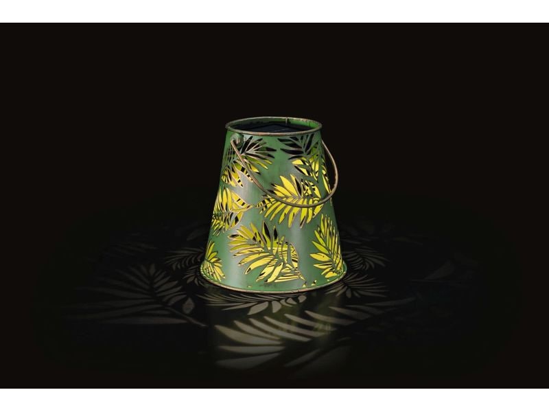 STT Laterne Solar Antic Bamboo, Ø 15 x 16 cm, Grün Solarleuchte zum Aufstellen oder Aufhängen