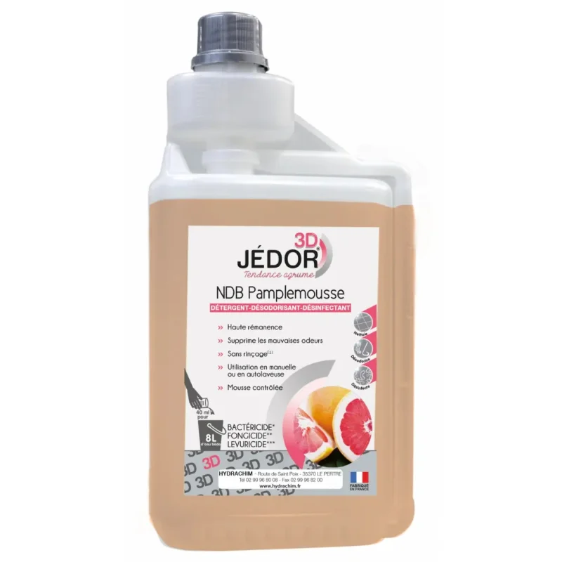 JEDOR - Nettoyant désinfectant 3D sol - Parfum pamplemousse - 1L