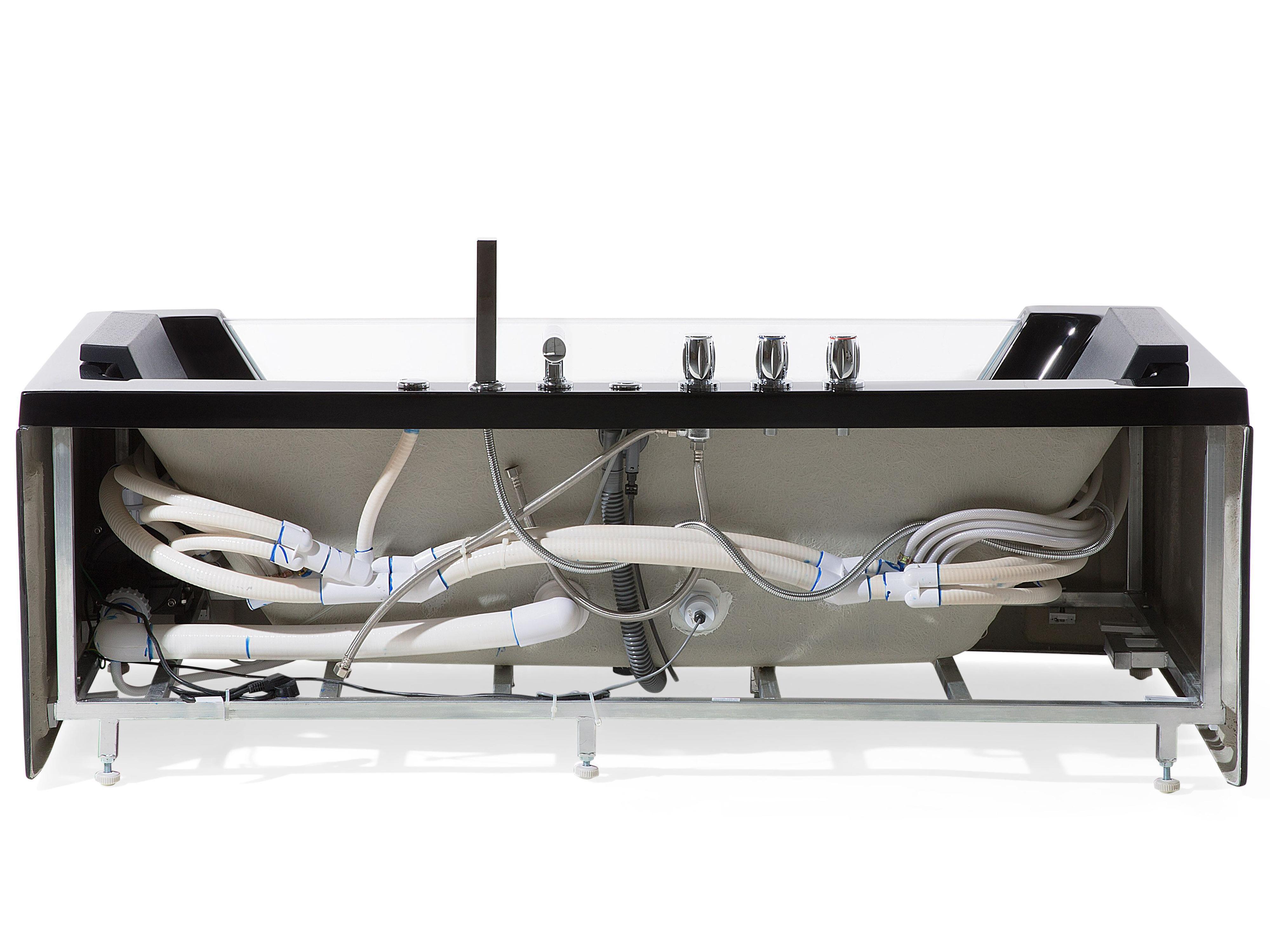 Hoek bubbelbad met LED SAMANA 174 x 79 cm Zwart