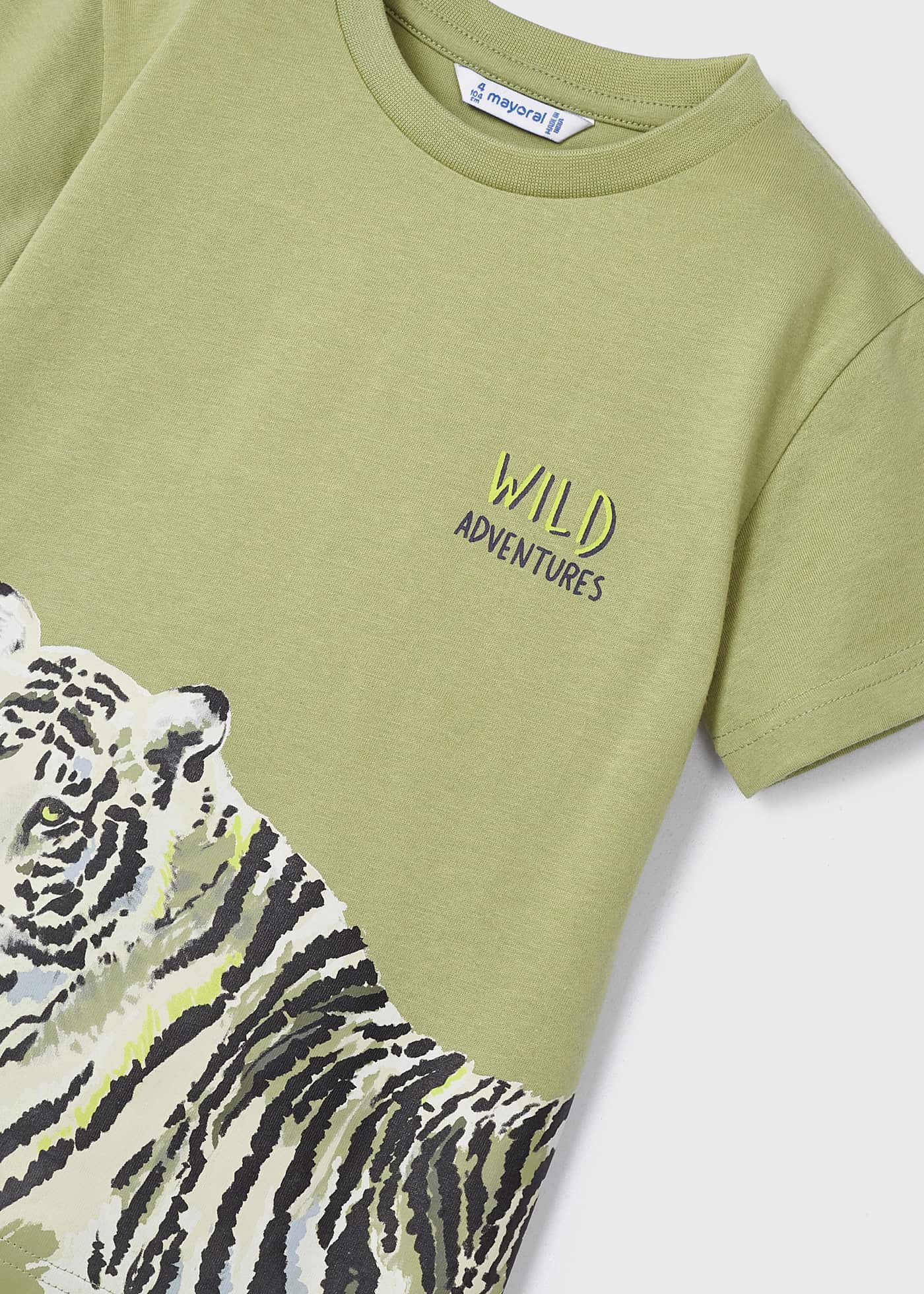 Camiseta infantil masculina em algodão sustentável com estampa.