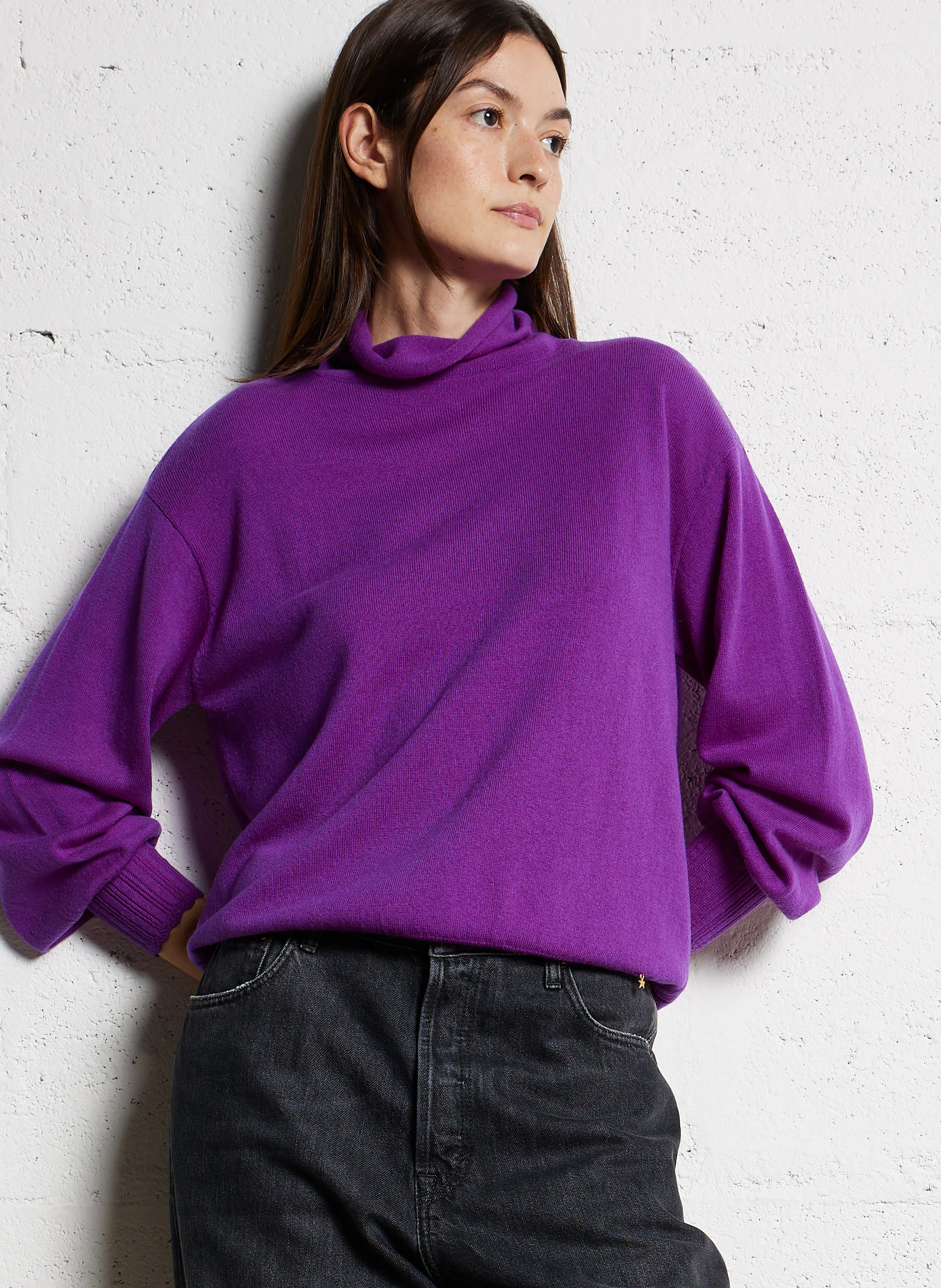 ARMONIE - Pull col montant en laine | Violet
