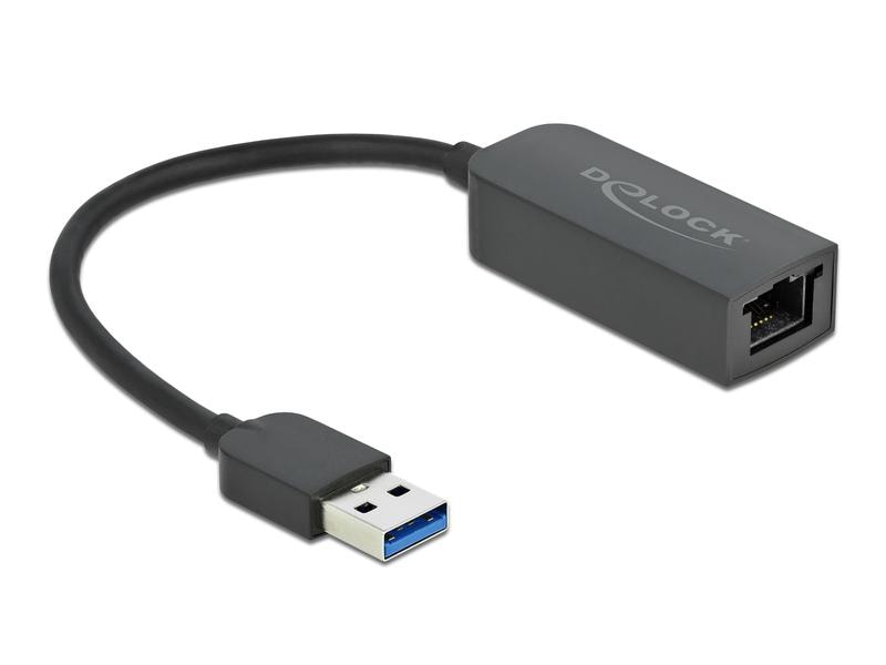 Delock Netzwerk-Adapter USB-A – RJ45, 2.5Gbps Schwarz Der Adapter von Delock erweitert einen PC oder ein Notebook um eine Netzwerkschnittstelle über den USB Typ-A Anschluss.