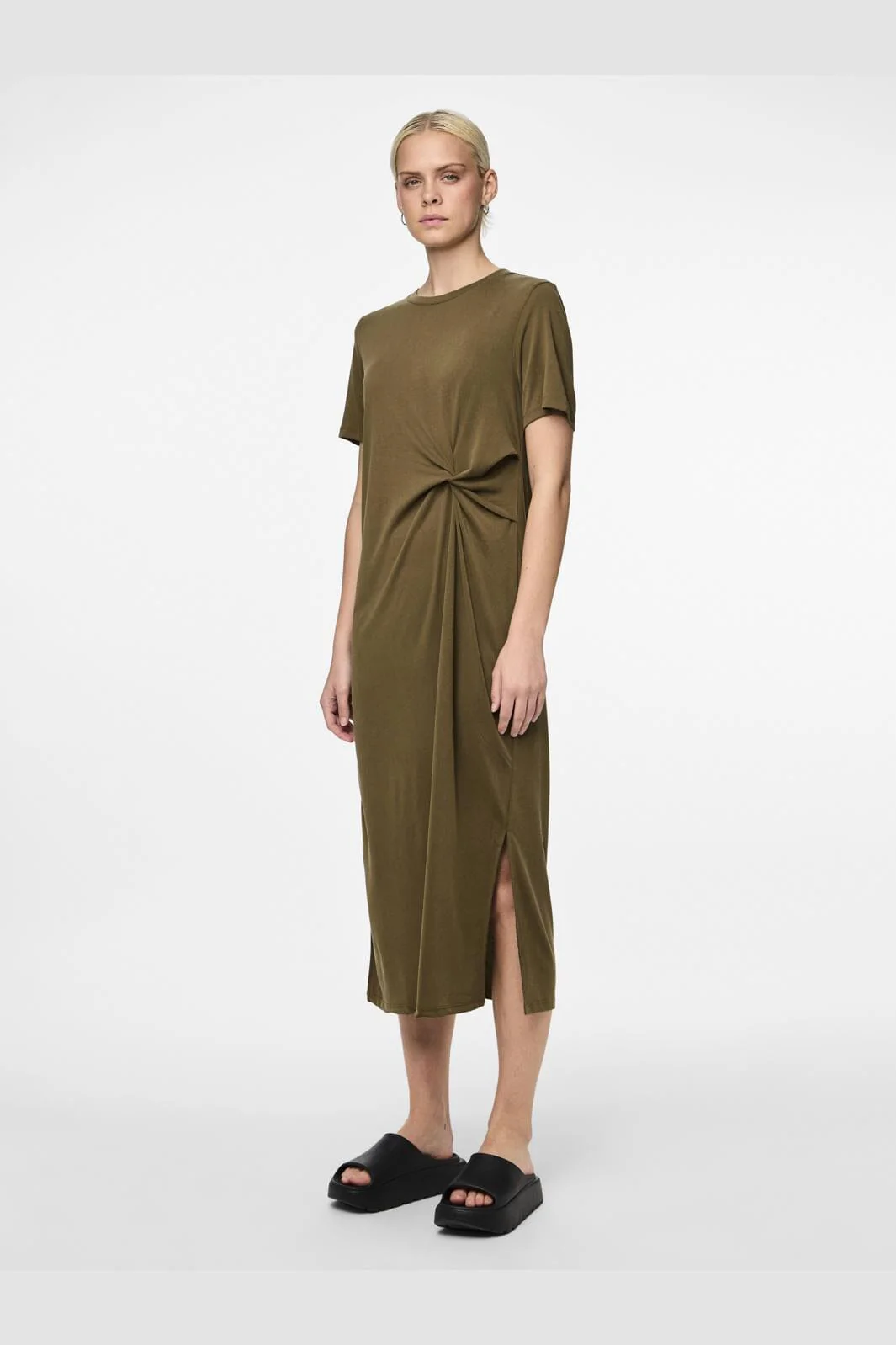 Pieces Pcanora Ss O-Neck Midi Knot Dress 4578544 beech