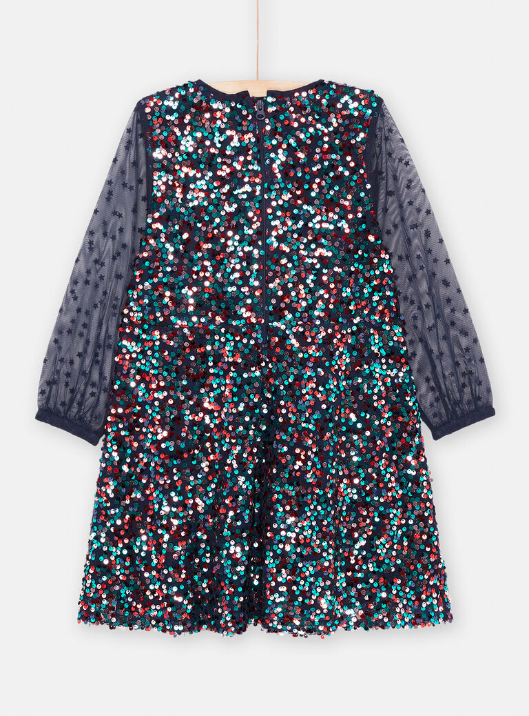 Robe marine à sequins pour fille