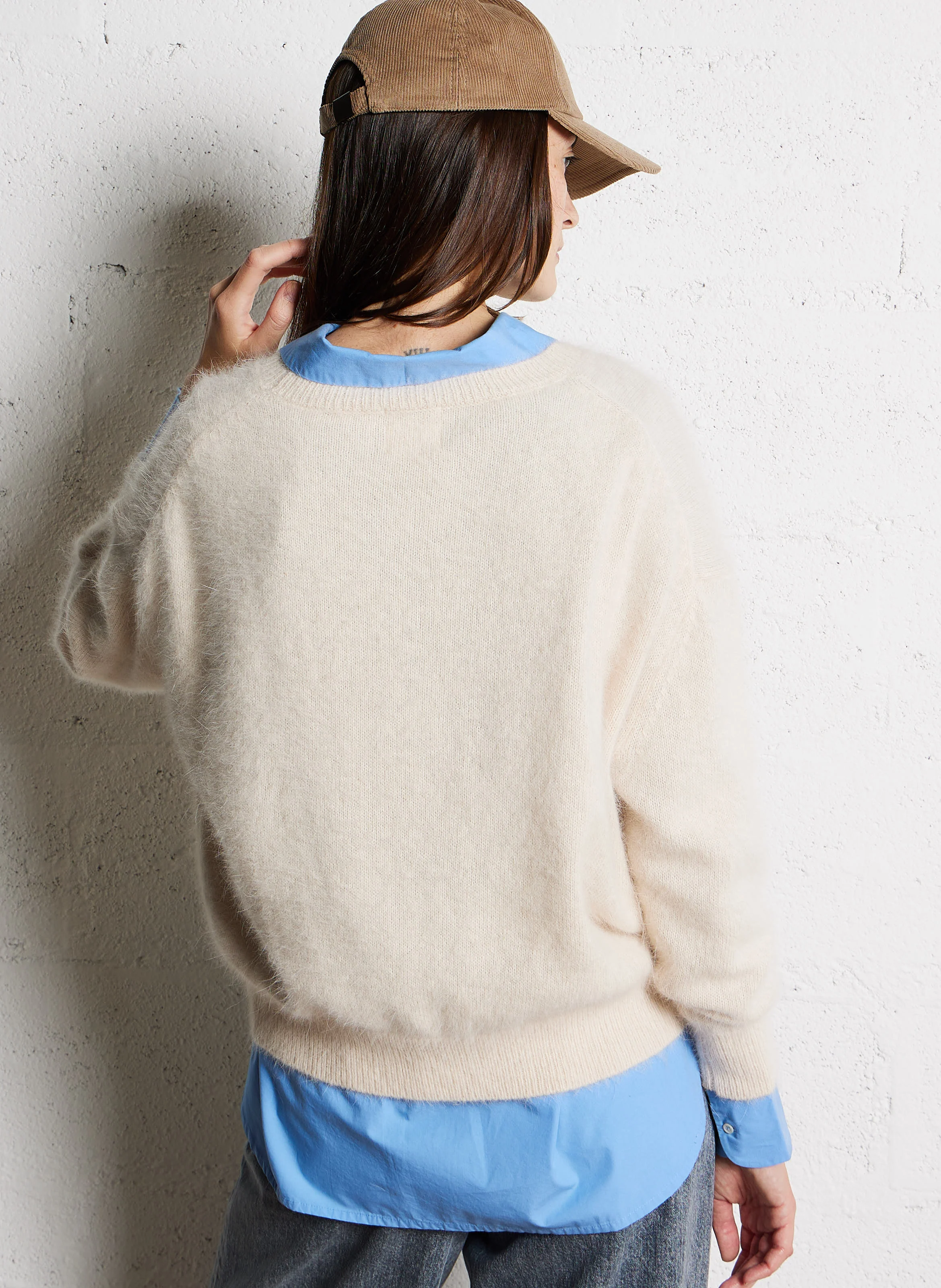 DATUS - Pull ample col rond en laine mélangée | Beige