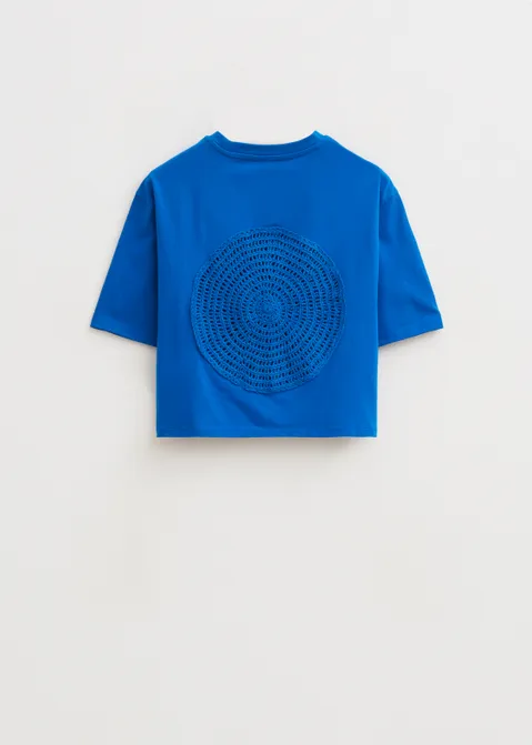 T-shirt met crochet detail blauw (BLW.K)