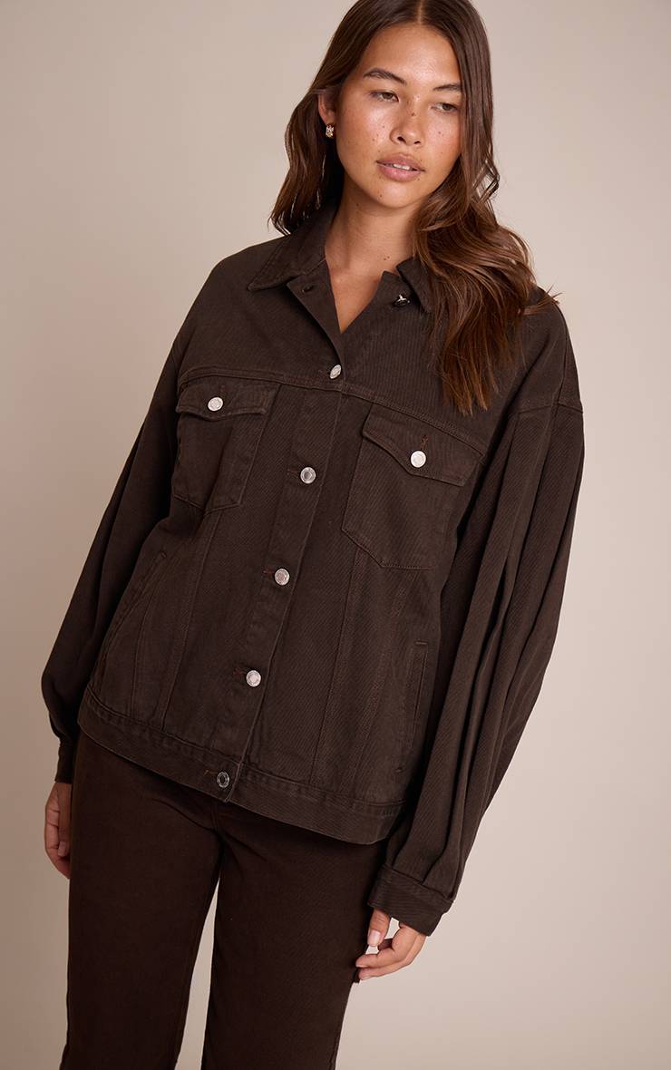 Dark Chocolate Veste En Denim Oversize À Manches Cocon
