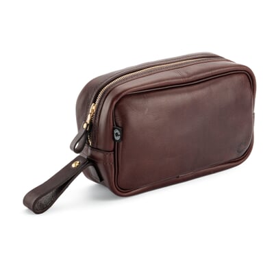 Leder-Washbag, Dunkelbraun