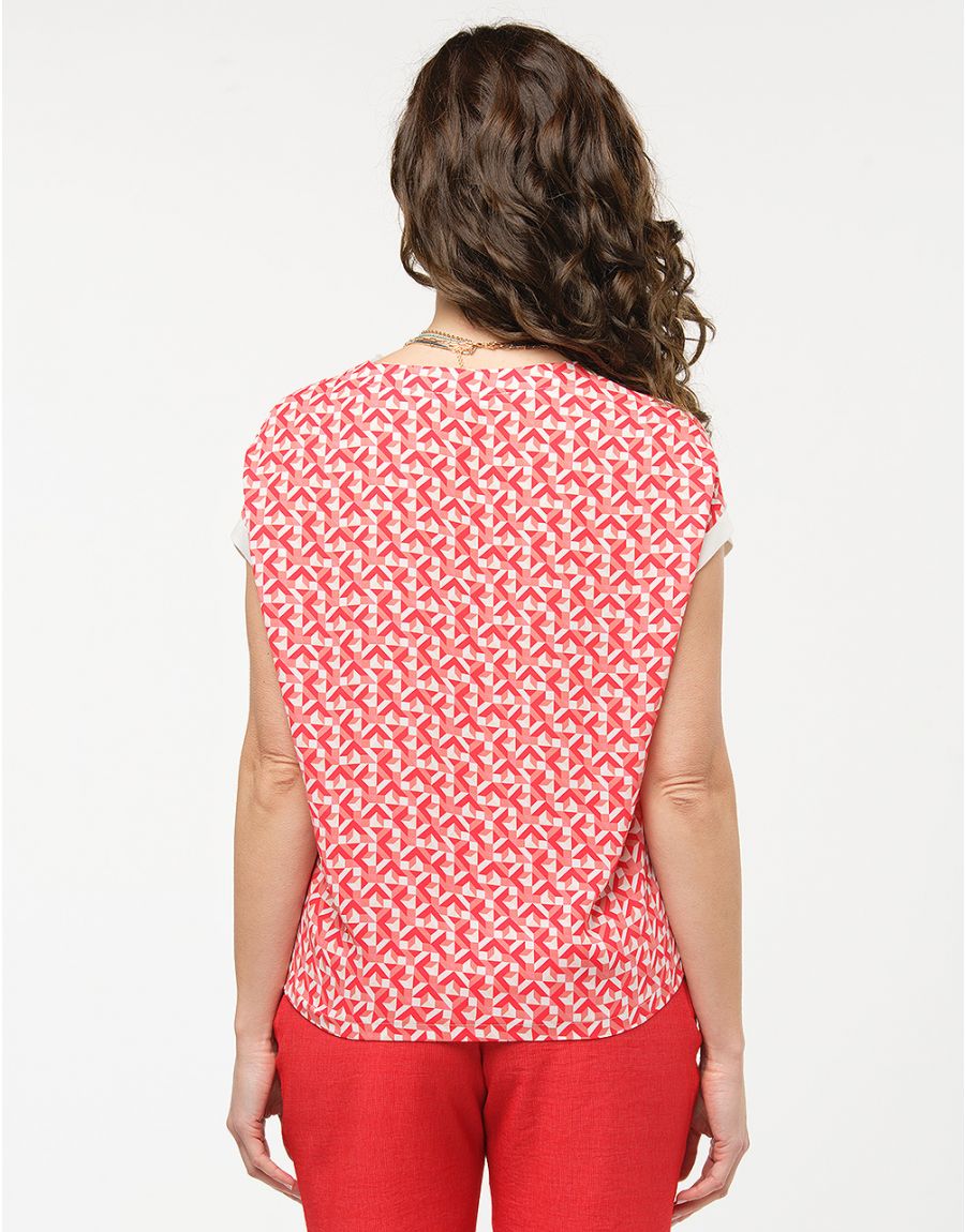 Blouse rouge imprimé 60s