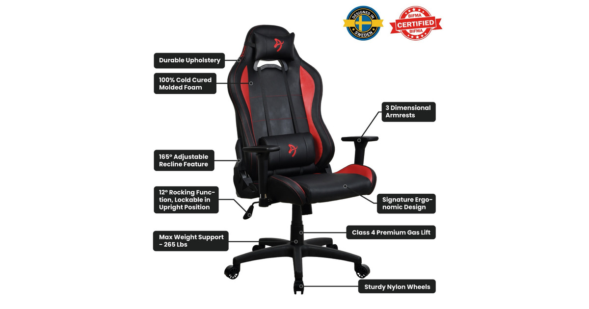 ArozziTorretta SoftPU - Black / Red gamestoel  (Zwart/rood)