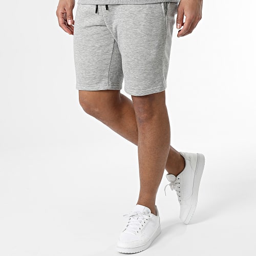 Ensemble Sweat Capuche Et Short Jogging Ceres Gris Chiné
