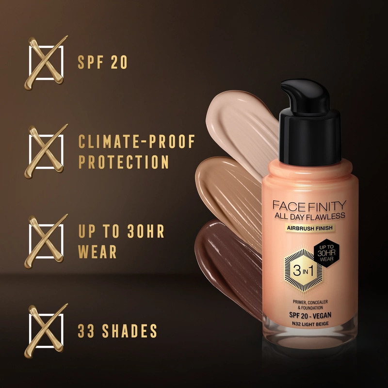 Max Factor Facefinity Flawless 3-In-1 Foundation Restage 30 ML - Light Beige N32