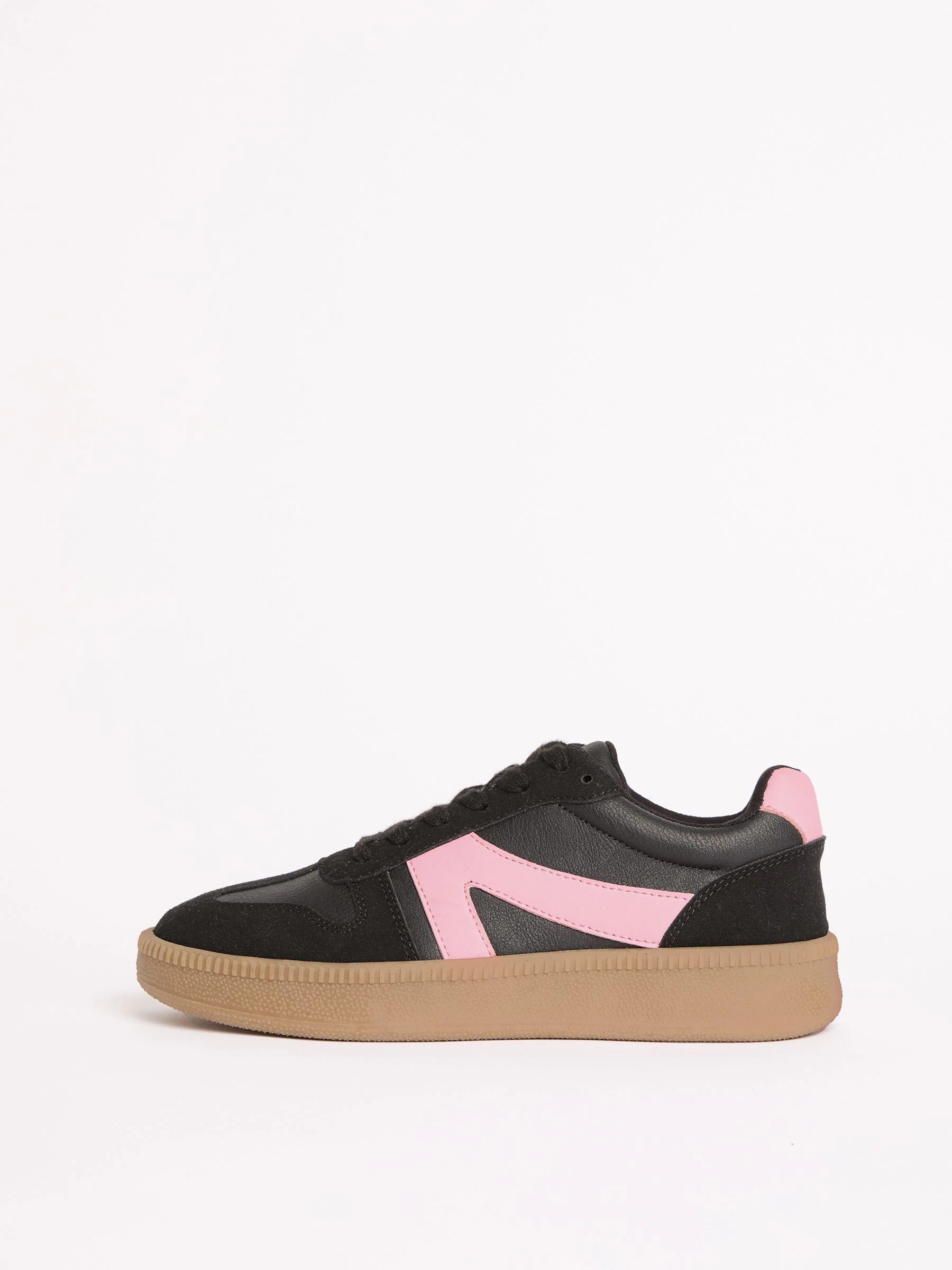 Zwart - Friends Like These retro sportschoenen met veters en rubberen zool