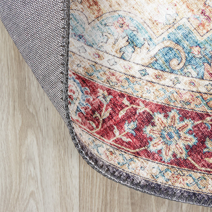 Rond Vintage vloerkleed - Azara Blauw/Rood