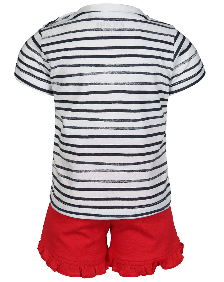 T-Shirt THE CHERRY ON TOP mit Shorts gestreift in weiß/rot