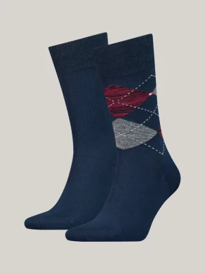 Pacote com 2 pares de meias clássicas com estampa de losangos.
