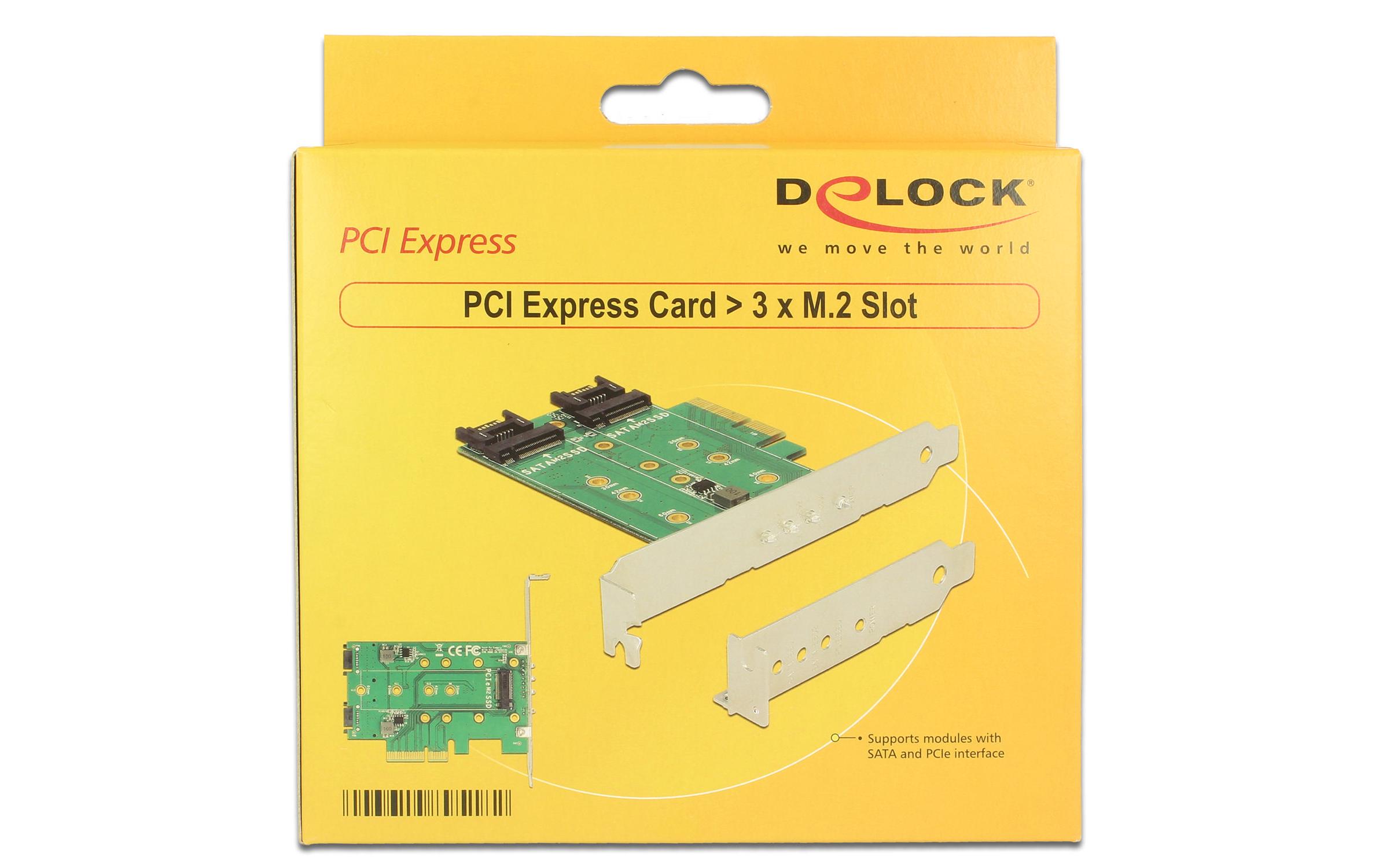 Host Bus Adapter Controller PCIe - M.2, 2xSATA 1xNVMePCI Express-Karte