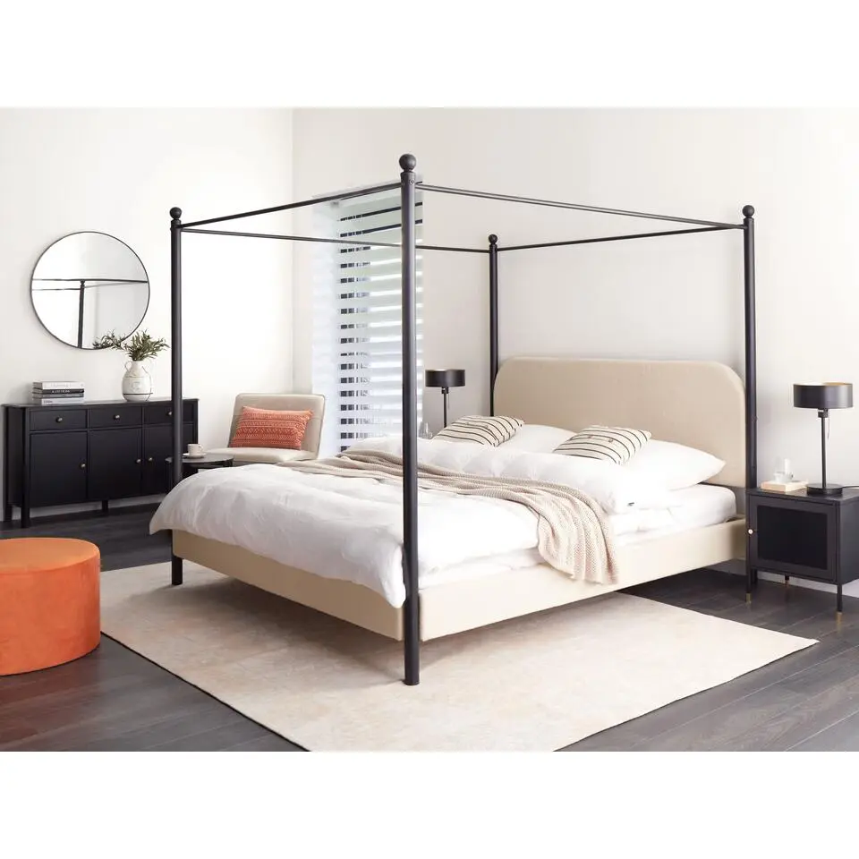 DANNEMOIS - Tweepersoonsbed - Beige - 180x200 cm - Bouclé
