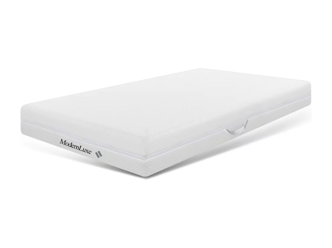 Matelas 90x200 cm mousse ép.20cm - dureté H3&H2 - en fibres lavable - Blanc