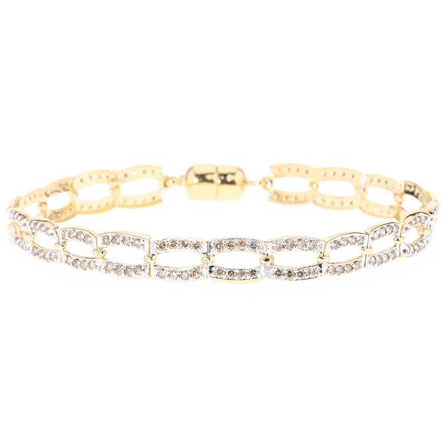 Brillant-Armband, champagnerfarben, Silber 925 vergoldet, 2,35 ct.