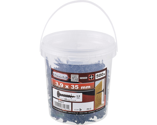 Zelftappende schroef met kruiskop, 3,9 x 35 mm, zwart gefosfateerd, 500 stuks