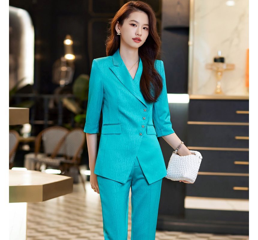 Skyheart - Effen blazer met elleboogmouwen / Rechte broek