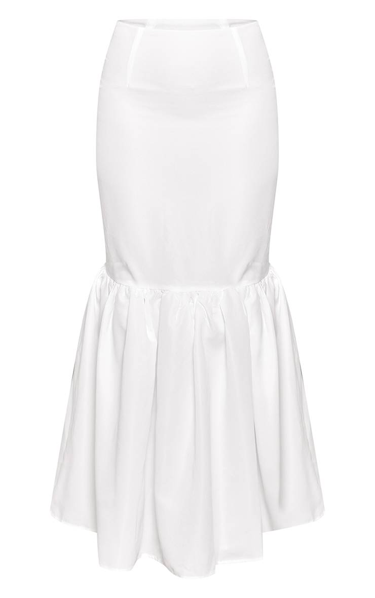 Blanc Jupe Longue Évasée En Popeline De Coton Ensemble Coordonné
