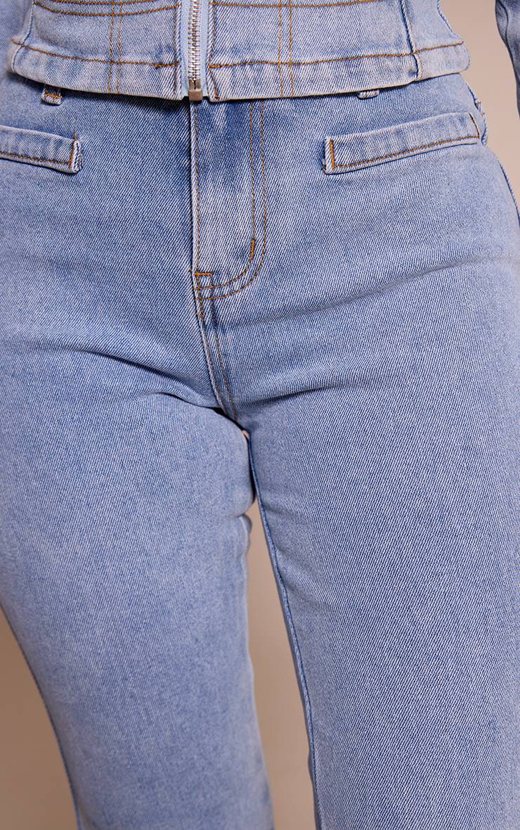 Bleu Clair Jean Évasé En Denim Petite Avec Poches Avant