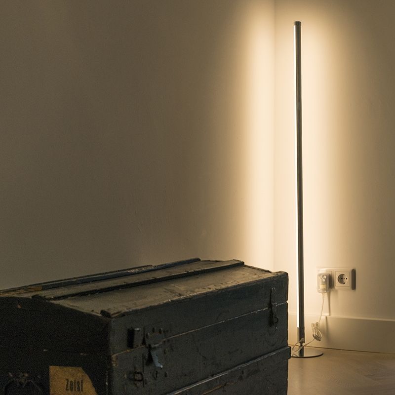 Set van 2 moderne vloerlampen LED chroom - Line-up