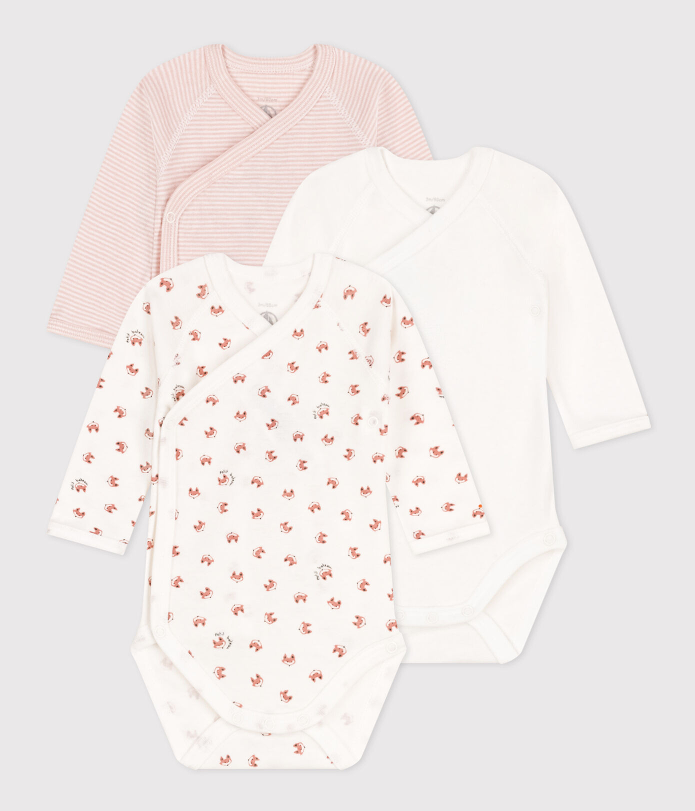 LOT DE 3 BODIES MANCHES LONGUES BÉBÉ EN COTON