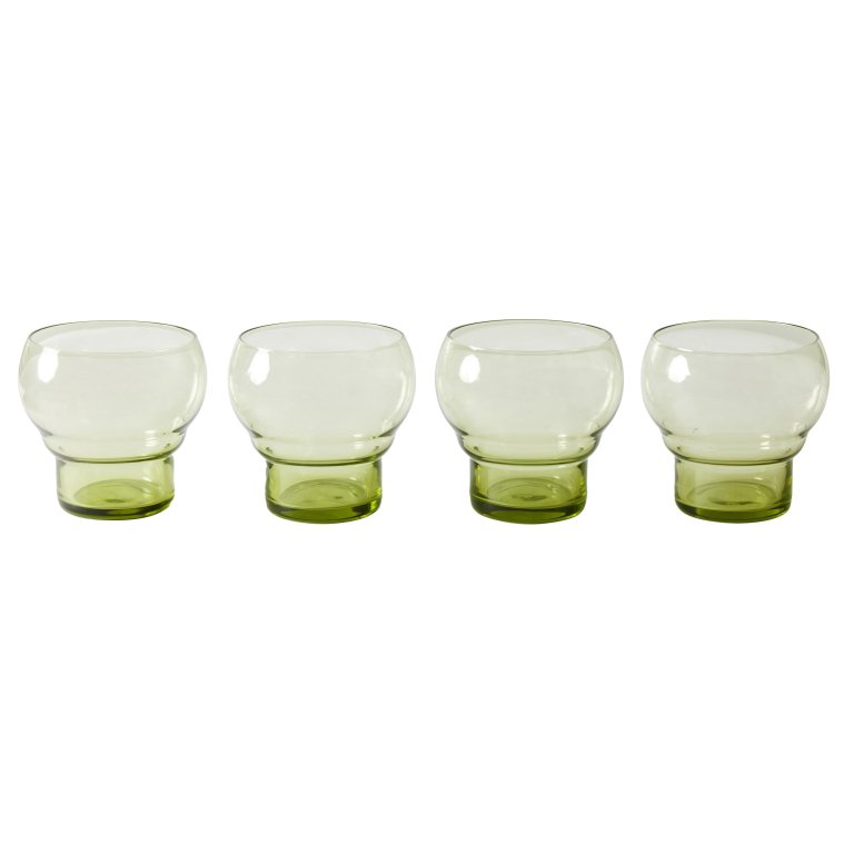 HKliving 70's Glassware Bulb glas set van 4 Mint Green