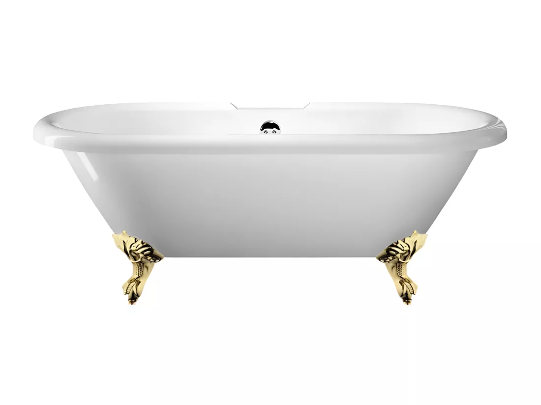 Baignoire ancienne rétro sur pieds CHELSEA Blanche 170 cm Pieds d'Aigle Dorés