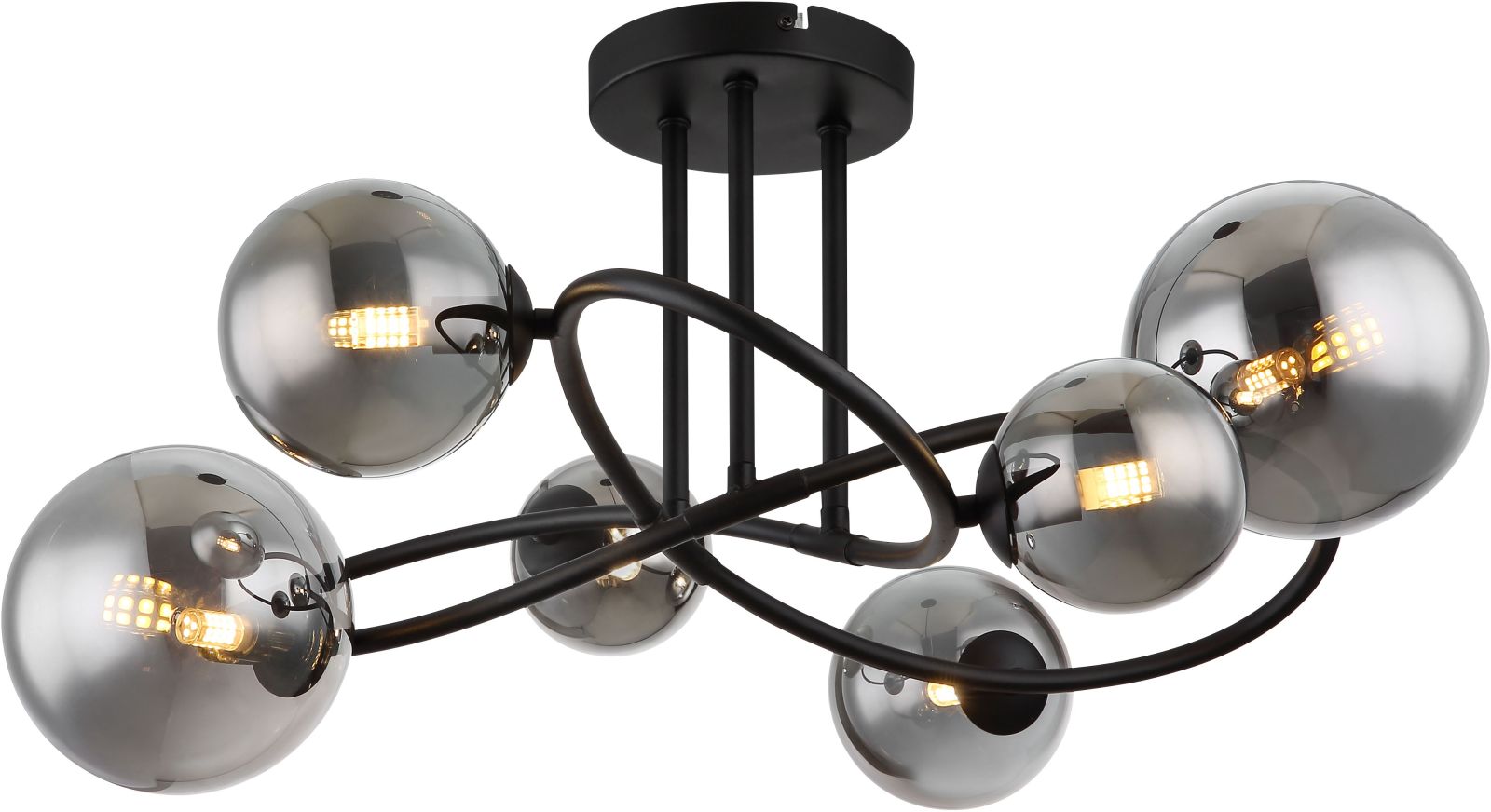 LED-Deckenleuchte - schwarz matt - rauchfarben - 62 cm
