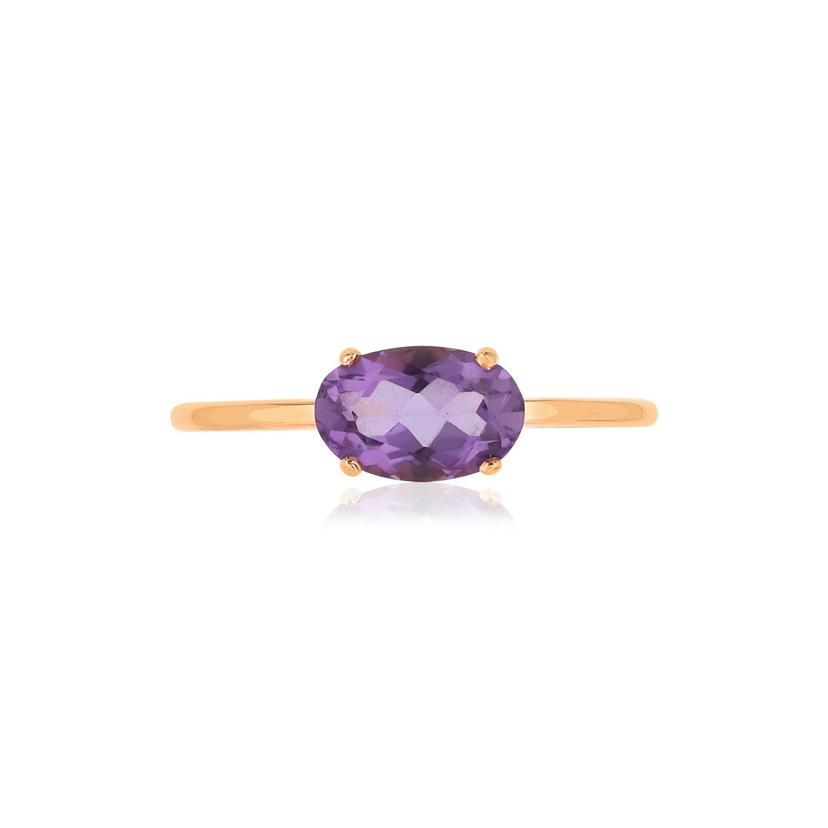 Bague or rose 375 améthyste ovale