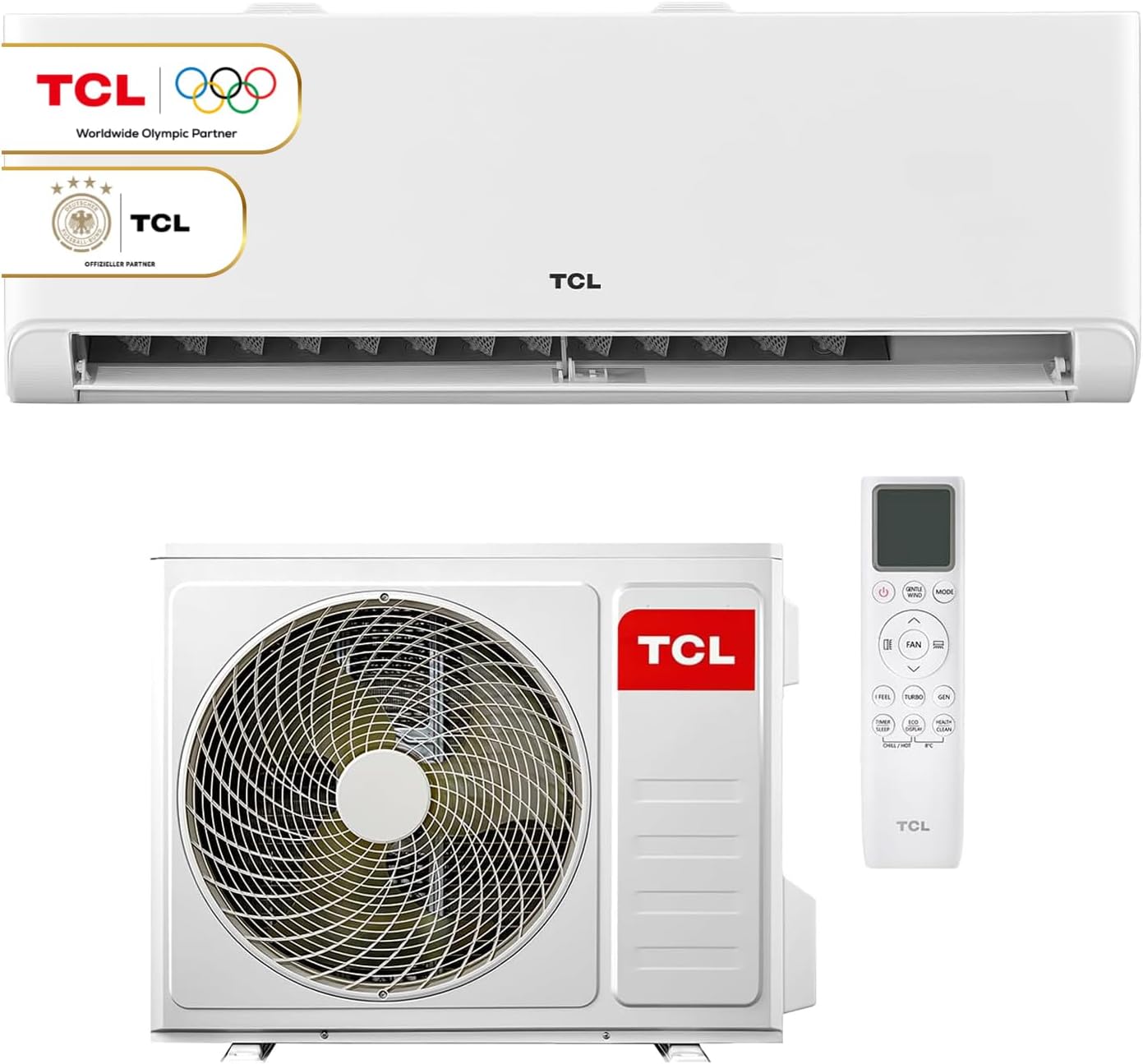 TCL Split Klimaanlage 12000 BTU BreezeIN mit Sprachsteuerung, WIFI für Räume bis 45m² 4 in 1: Heizen, Kühlen, Entfeuchten, Ventilieren - Version 2025