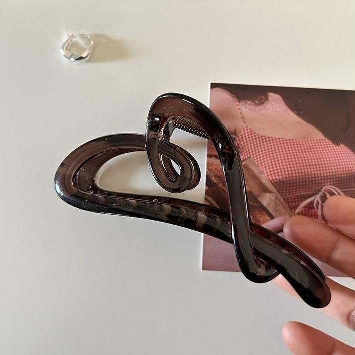 (12cm) Haarspange Klammer Krallen Clip Haar Accessoire Herz - Schwarz
