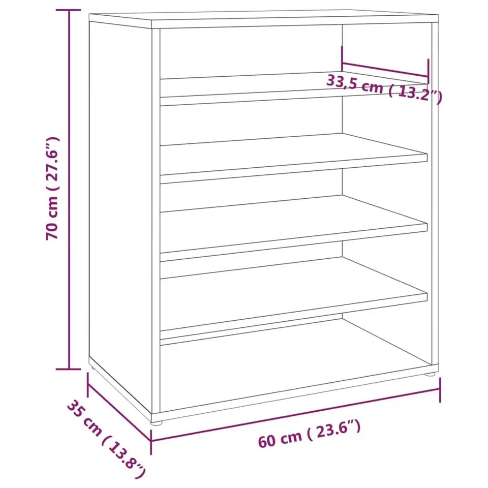 vidaXL - Schoenenrek - Grijs - Bewerkt hout - 60 x 35 x 70 cm